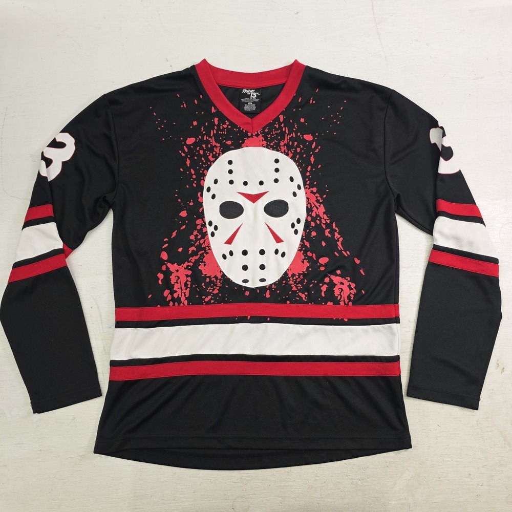Friday The 13th Jason Voorhees Hockey Jersey Sweater‎ Halloween Horror Men's M